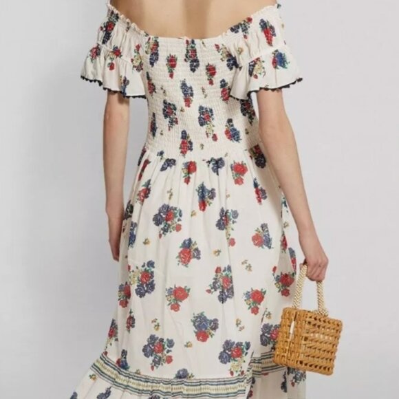 Tory Burch Meadow Folly Cotton Voile Floral Multi Midi Dress M $398 - Picture 2 of 10